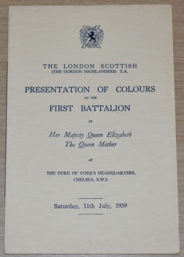 The London Scottish (The Gordon Highlanders) TA, Presentation of Colours to the 1st Battalion, 1959