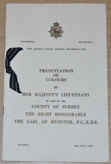 The Queens Royal Surrey Regiment (TA) Presentation of Colours, 12th July 1963