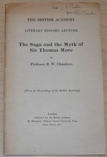 The Saga and the Myth of Sir Thomas More, by R.W. Chambers