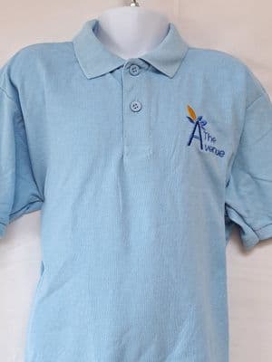 SCHOOL POLO SHIRT--THE AVENUE-SKY BLUE