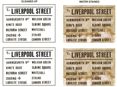 01 1920's  / 1930's Wood Bus Lines Bros Liverpool Street Paper Destinations