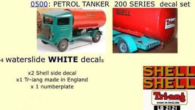 0500 Tri-ang PETROL TANKER  200 SERIES  White decal set