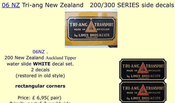 06 NZ Tri-ang New Zealand   200/300 SERIES side decals