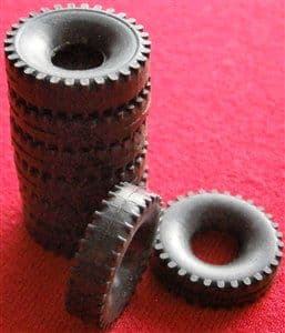 20mm Outside Diameter Black Block Tyres to fit Dinky Toys Supertoys & Racing Cars (Each)