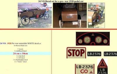 24VO Decal set for a pre- war 1920 pedal car