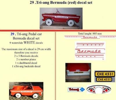 29 Tri-ang Bermuda (red) decal set