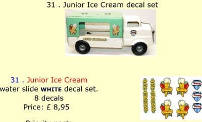 31 . Tri-ang Junior Ice Cream decal set