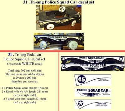 31 Tri-ang Police Squad Car decal set