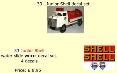 33 . Tri-ang Junior Shell decal set