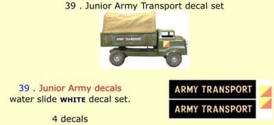 39 . Tri-ang Junior Army Transport decal set