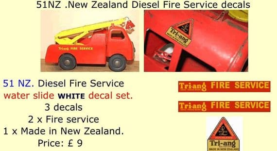 51NZ Tri-ang New Zealand Diesel Fire Service decals