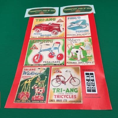 52   LARGE Tri-ang 200 Green Transport/ Removal Van Paper and White decal set