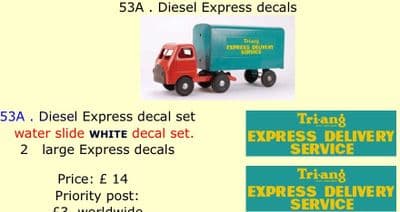 53A . Tri-ang Diesel Express decals