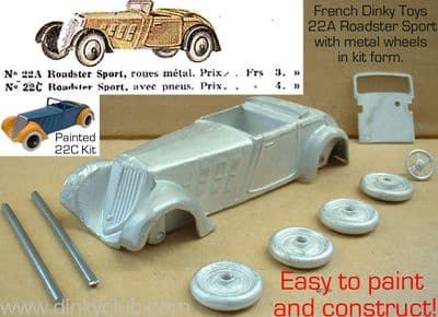 A DINKY TOYS COPY MODEL 22A FRENCH ROADSTER SPORT METAL WHEELS  IN KIT FORM