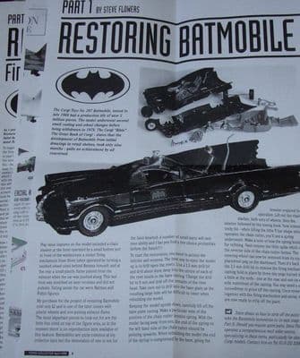 CORGI TOYS 267 Three page article on how to restore and refit parts to batmobile