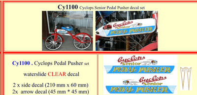 CY1100 Cyclops Senior Pedal Pusher decal set