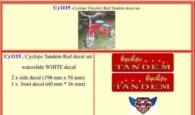 CY1115 Cyclops Tricylcle Red Tandem decal set