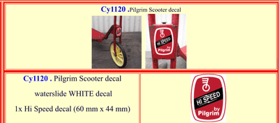 CY1120 Pilgrim Scooter decal