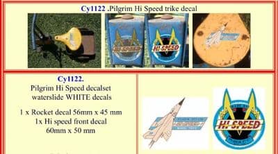 CY1122 Pilgrim Hi Speed trike decal