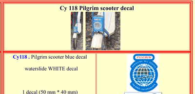 CY118 Pilgrim scooter decal