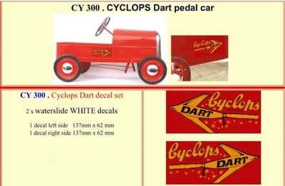 CY300 CYCLOPS Dart Pedal Car decal set