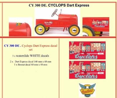 CY300DE CYCLOPS Dart Express Pedal Car decal set