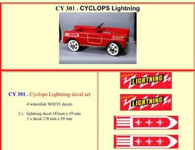CY301 CYCLOPS Lightning Pedal Car decal set