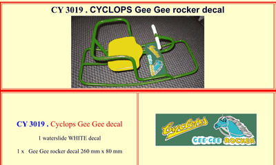 CY3019  CYCLOPS Gee Gee rocker decal