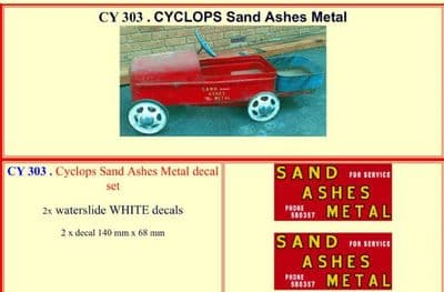 CY303 CYCLOPS Sand Ashes Metal Pedal Car decal set