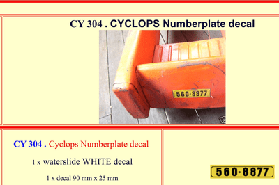 CY304 CYCLOPS Numberplate decal
