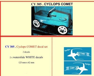 CY305 Cyclops COMET Pedal Car decal set