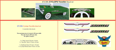 CY333 Cyclops Traveller Pedal Car decal set