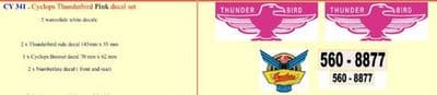 CY341 Cyclops Thunderbird Pink Pedal Car decal set