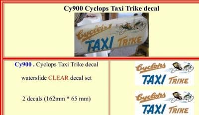 CY900 Cyclops Taxi Trike decal
