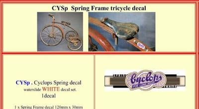 CYSP Cyclops Spring Frame tricycle decal