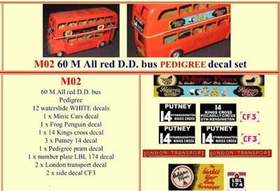 M02 Tri-ang ( Triang ) Minic 60M All Red Double Decker bus 