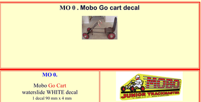 MO0 Mobo Go Kart ( Go Cart ) Junior Trackmaster decal