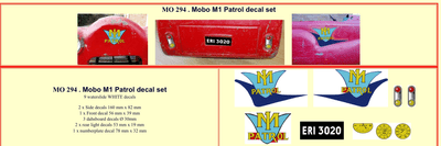 MO294 Mobo M1 Patrol Pedal Car decal set