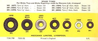 ORIGINAL DINKY TOYS SALES NO 099 20MM JOB NO 10253 BLACK TYRE  [ PRICE IS PER TYRE]