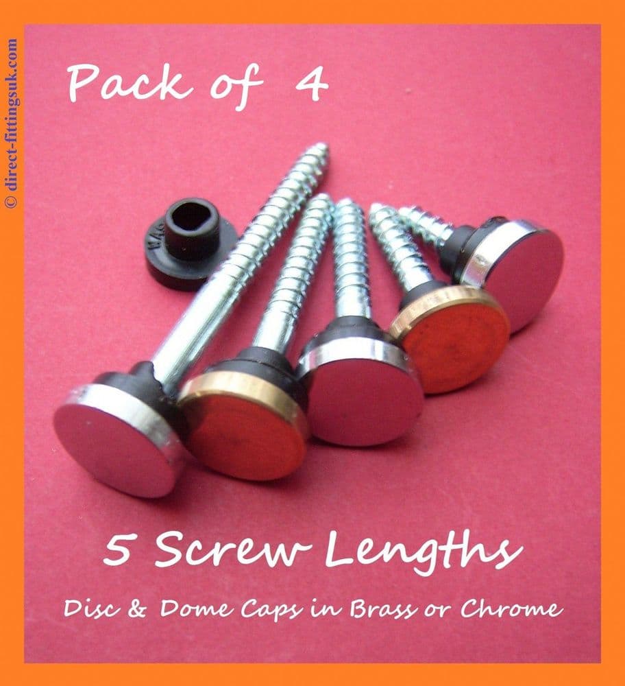 1x set of 4 3/4" 2" 1950mm Mirror Screws Disc CHROME/BRASS