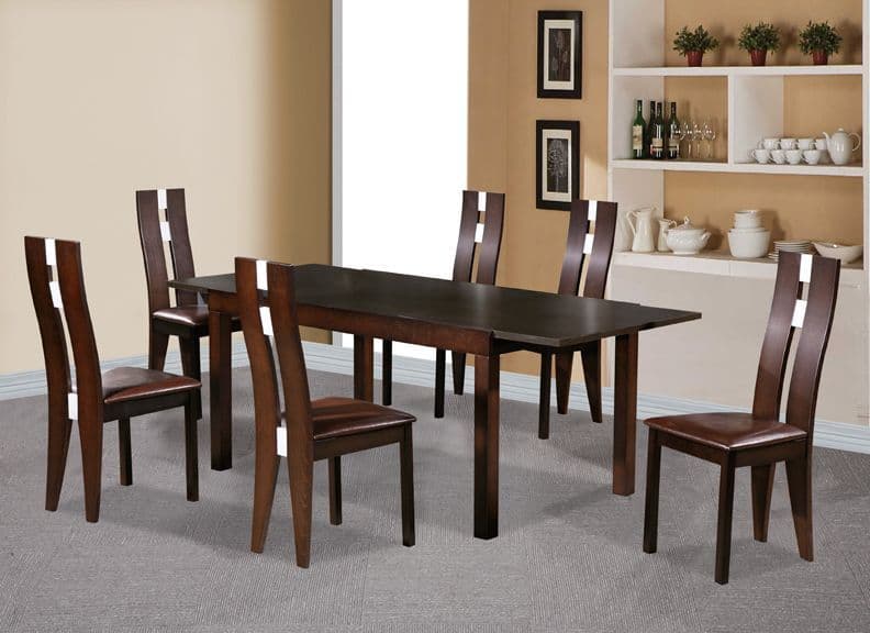 Dark Walnut Coloured Dining Table With 6 Chairs