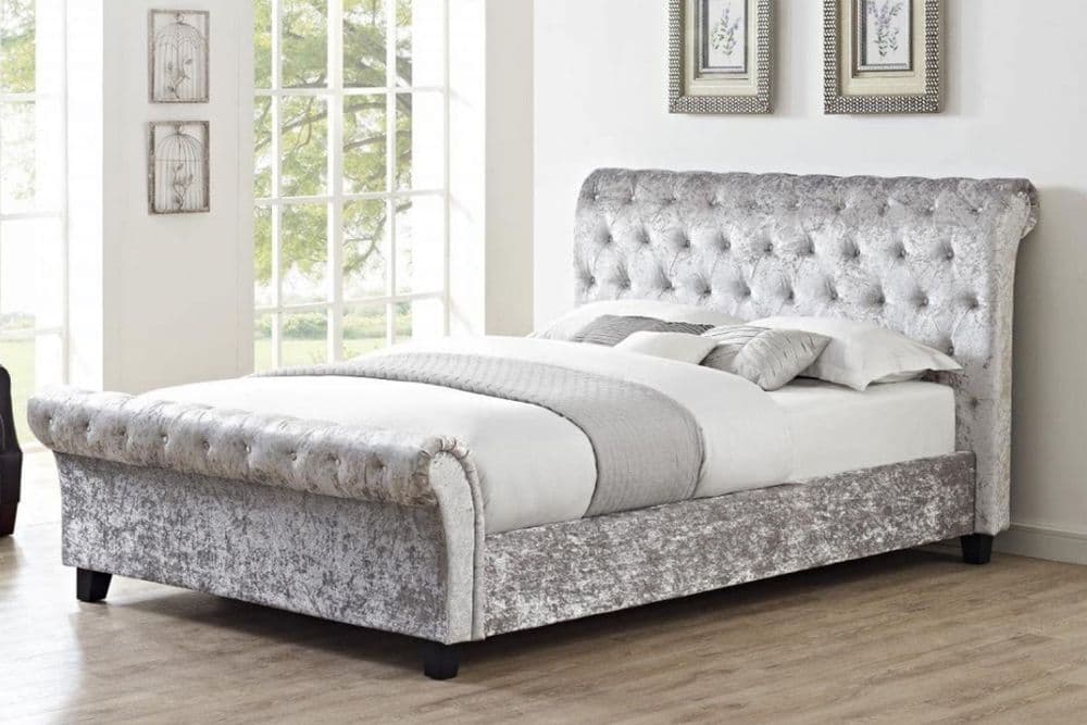 Double Crushed Velvet Sleigh bed