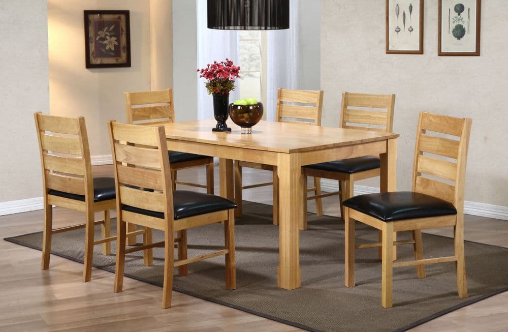Light Oak Coloured Dining Table and 6 Chairs