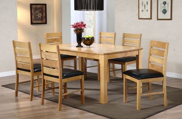 Light Oak Coloured Dining Table and 6 Chairs