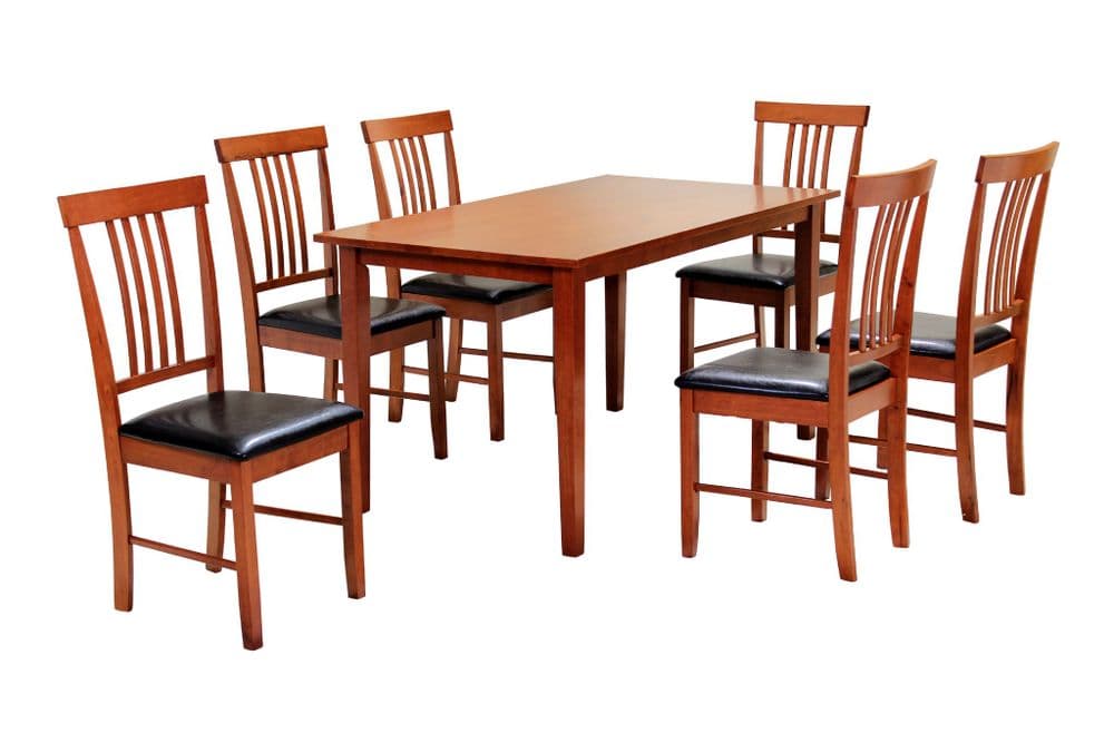 Mahogany Coloured Table & 6 Chairs