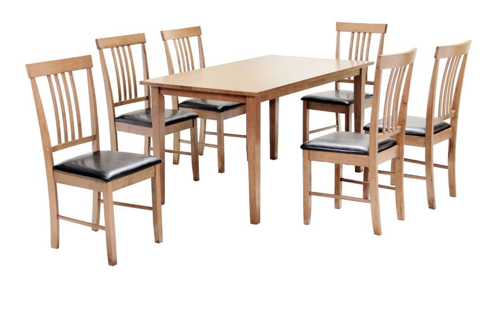 Oak Coloured Table & 6 Chairs