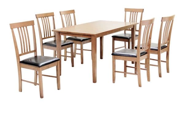 Oak Coloured Table & 6 Chairs