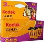 Kodak Gold 200 iso 35mm 24 exposure Colour Print Camera Film 3 PACK