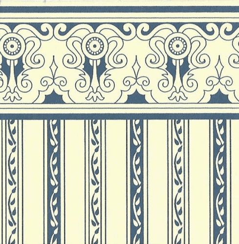 H1 Regency blue stripe on cream wallpaper