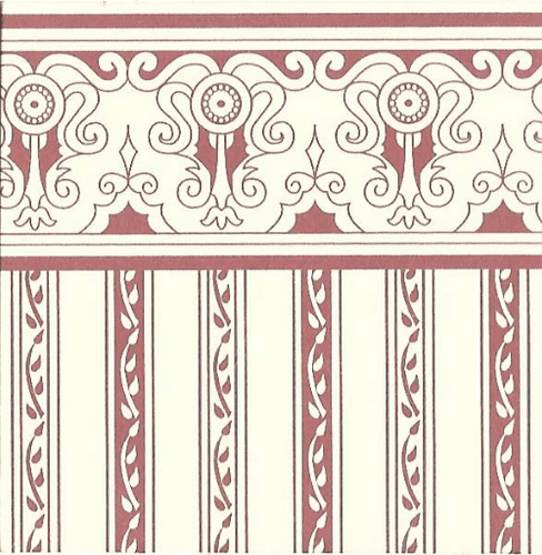 H2 Regency red stripe on cream wallpaper